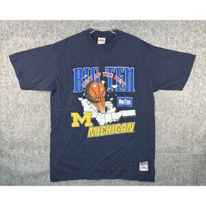 Vintage University Michigan Wolverines Basketball T-Shirt Size XL Single Stitch